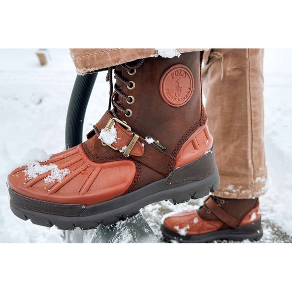 POLO Ralph Lauren Oslo Waterproof Duck Boots Men 11.5 Leather Suede Winter Hiker - Picture 2 of 11